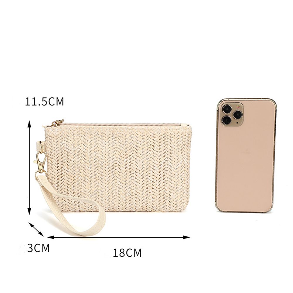 Casual Beach Small Handbag Women Bohemian Woven Clutch Bag Coin Purse Summer Phone Bag Wallet Card Holder