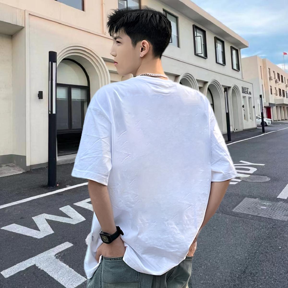 New Arrival T-Shirts 230g Pure Cotton cute Anime Printing Street Tees Short Sleeve O-Neck Soft Men Tops Tees Plus Size Custom