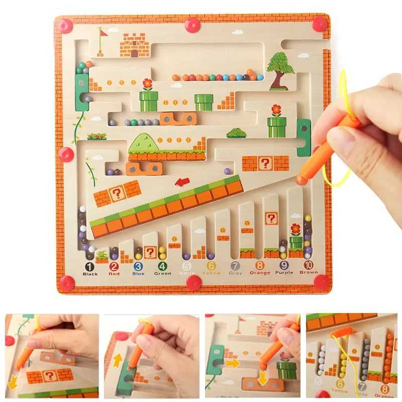 Wooden Magnetic Color and Number Maze Learning Education Toys Color Matching Montessori Toys Wooden Toys for Children Gifts Y240801