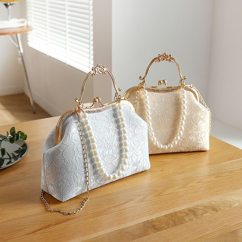 Vintage Classic Lace Bag Beads Wedding Shell Lock Bags Women Shoulder Crossbody Bag Chain Women's Handbags Purses