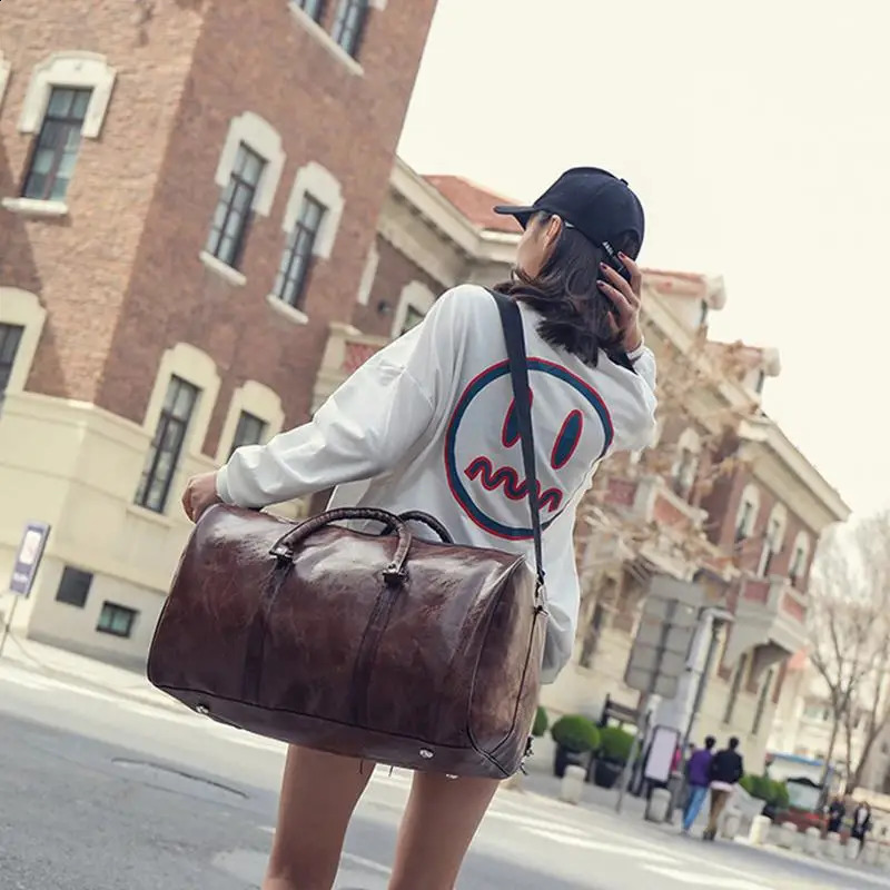 Leather Travel Bag Large Duffle Independent Big Fitness Bags Handbag Bag Luggage Shoulder Bags Women Men Business Suitcase Pu 240802