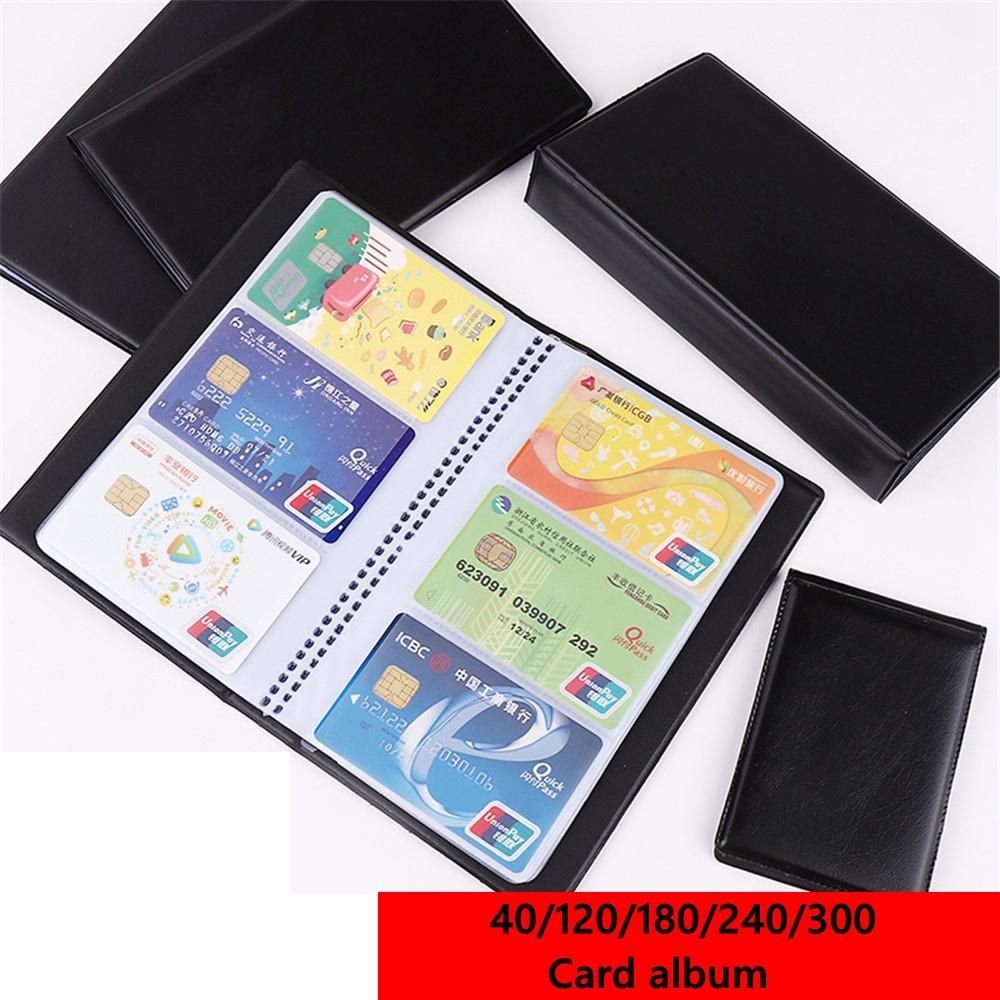 Leather 40/120/180/240/300 Cards ID Credit Card Holder Book Case Organizer Business Cards ID Credit Card Holder Case