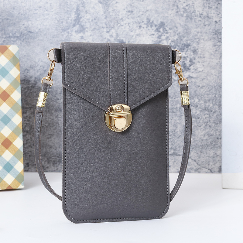 Summer explosion touch screen mobile phone bag Japan and South Korea PU small fresh vertical buckle simple fashion daily trend p