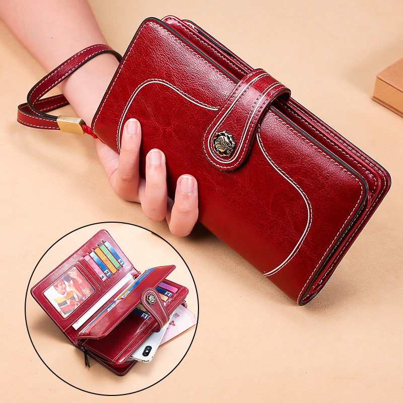 Fashion Women Leathe Wallets Rfid Female Purse Genuine Leather Ladies Wallet Phone Case Woman Wallet And Purse Card Holder