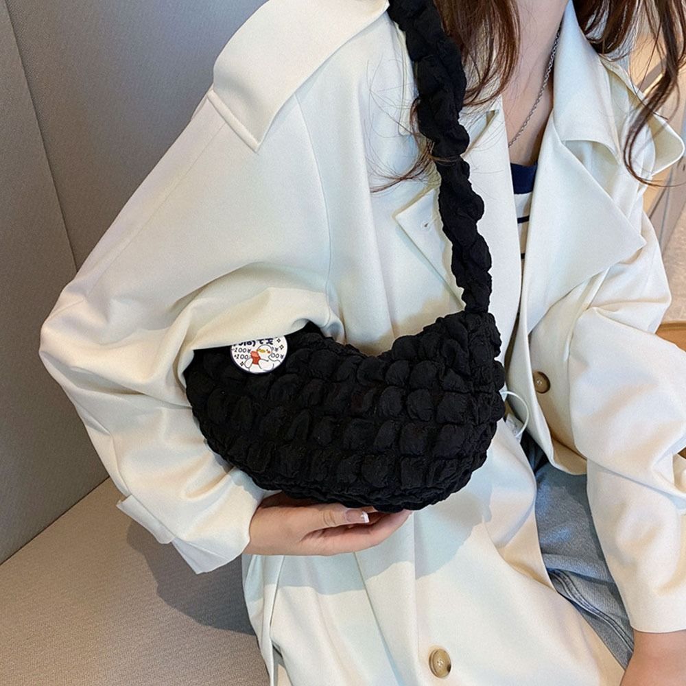 Girl's pleated cloud soft cloud bubble women's bag underarm bag leisure shopping shoulder bag women's cute wallet