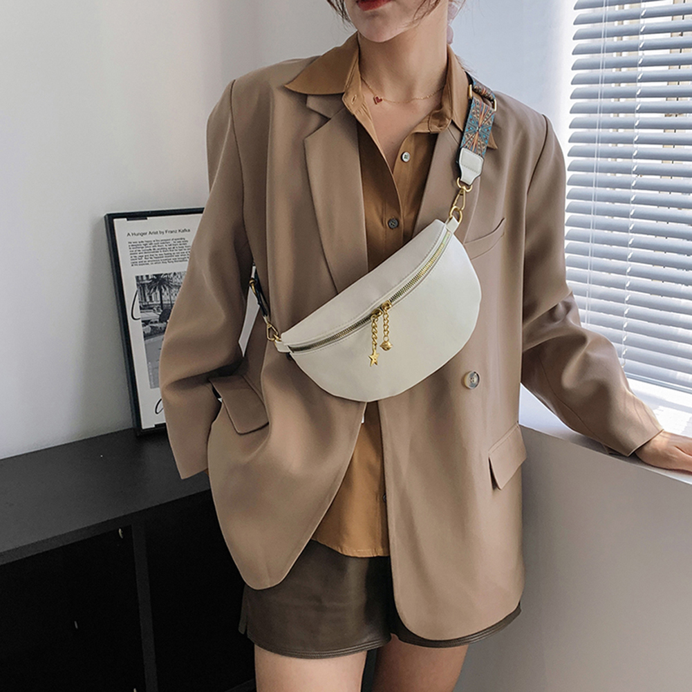 Fashion Women Fanny Pack Wide Strap Vintage Crossbody Bags Female Waist Purse Zipper Portable Leather Waist Bag Shoulder Bag