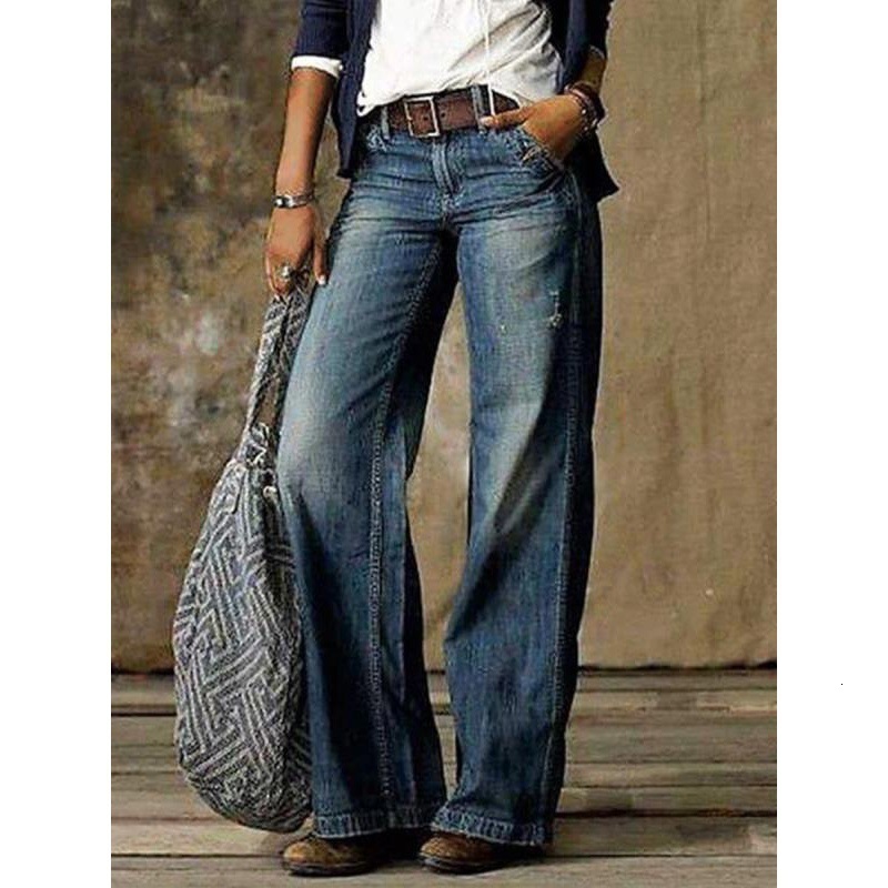 Oversized women's casual thin jeans, wide leg pants, long pants