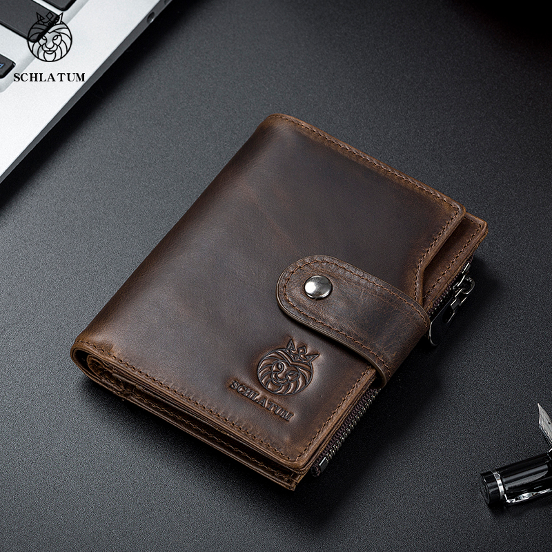 Classic Style Wallet Genuine Leather Short Male Purse RFID Card Holder Wallet Men Fashion High Quality