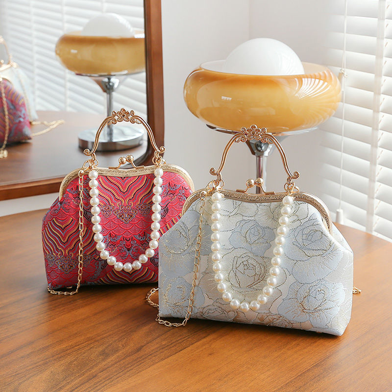Vintage Classic Lace Bag Beads Wedding Shell Lock Bags Women Shoulder Crossbody Bag Chain Women's Handbags Purses