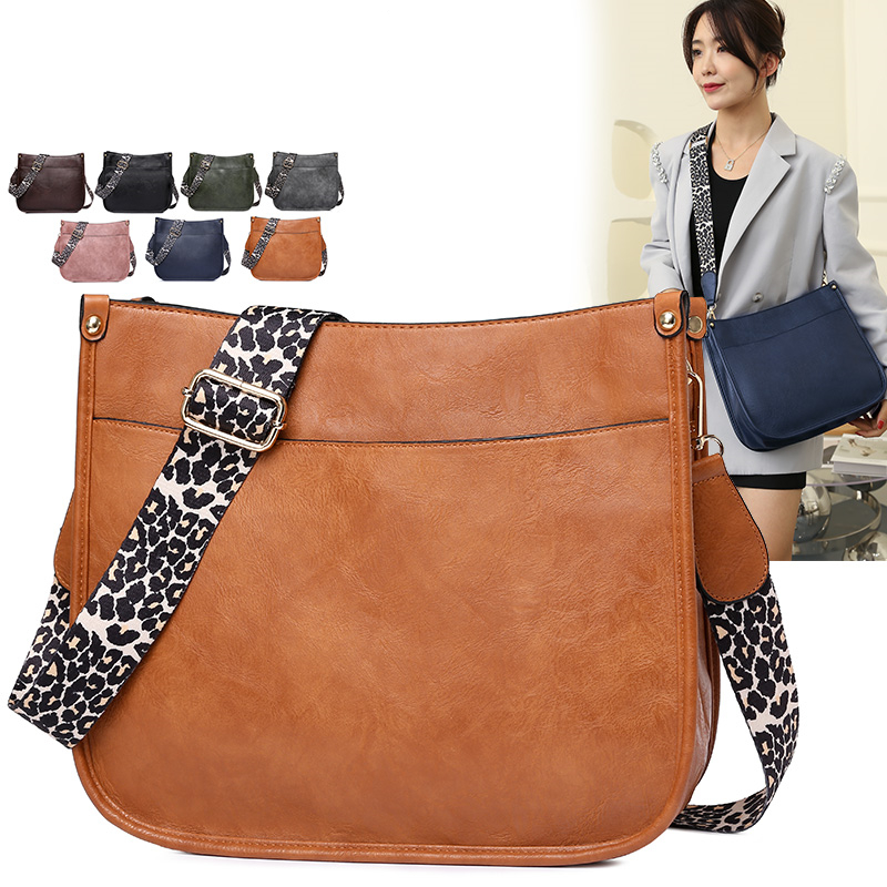 Women Faux Leather Handbags Leopard strap Messenger bag Female Fashion Cow Print Bag Cute Candy Color Small Purse for girls