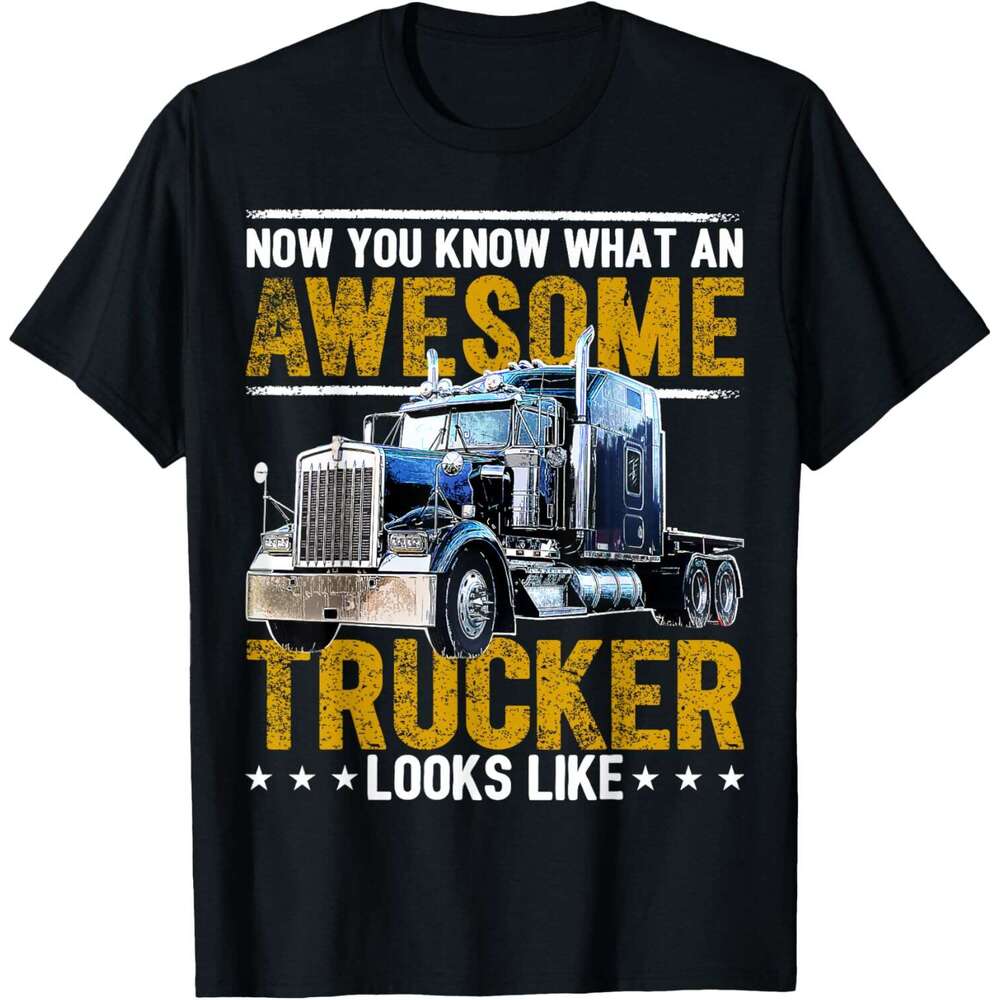 25ss T shirt Mens Awesome Trucker Big Rig Semi-Trailer Truck Driver Gift Men T-Shirt shirts tshirt graphic tee Casual tops summer clothes Short sleeve