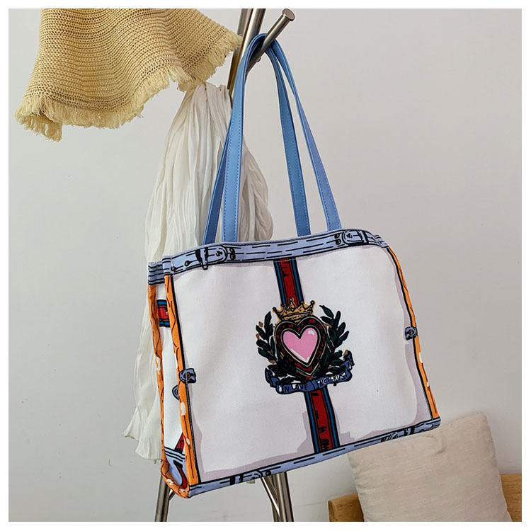 Women Tote Bag Environmental Reusable Shopping Bag Good Quality Printing Canvas Fabric Bag Girl Shoulder Large Capacity Bag
