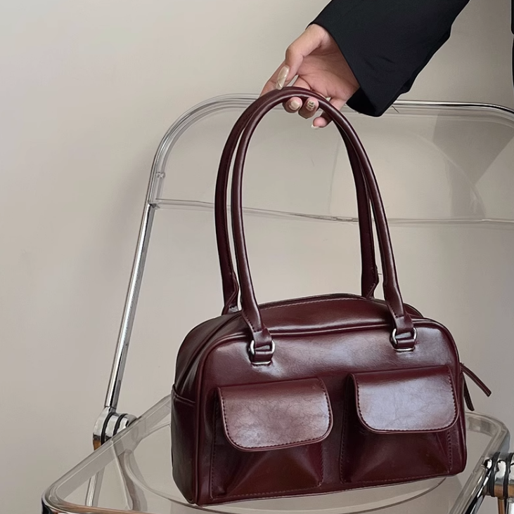 Vintage Girls' Shoulder Bags: Trendy Preppy Streetwear, All-Match Casual Solid Design, Aesthetic Underarm Fashion Handbags
