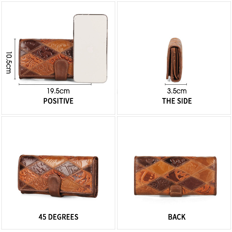 Women Wallets Genuine Leather Unique Minority Brand Clutches Passport Walet for Cell Phone Card Holder Summer Long Purse New