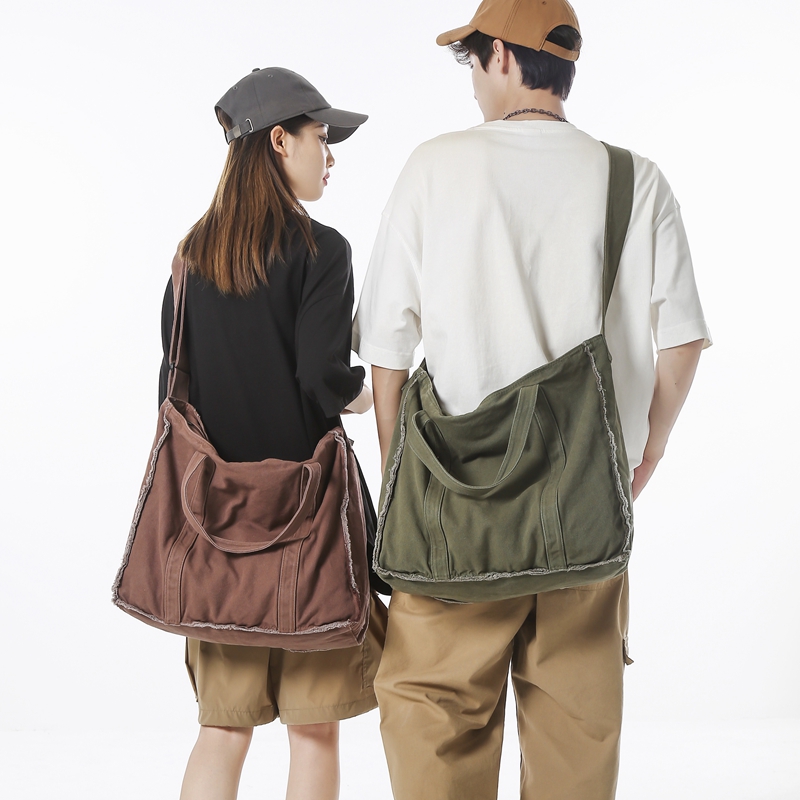 Large Capacity Canvas Shoulder Bag For Women Men College Student Leisure Crossbody Bag Schoolbag Female Travel Tote Shopping Bag