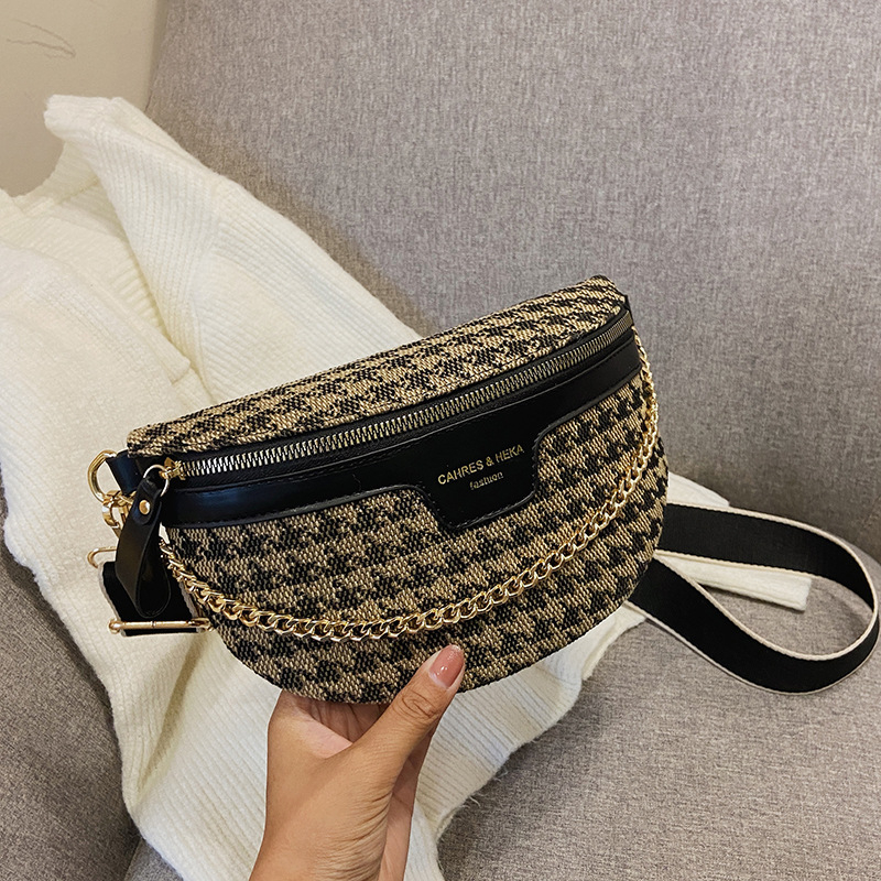New Fashion Leopard Women Waist Bag Female Phone Purses Ladies Chest Wide Strap Crossbody Shoulder Bags Small Chain Fanny Packs