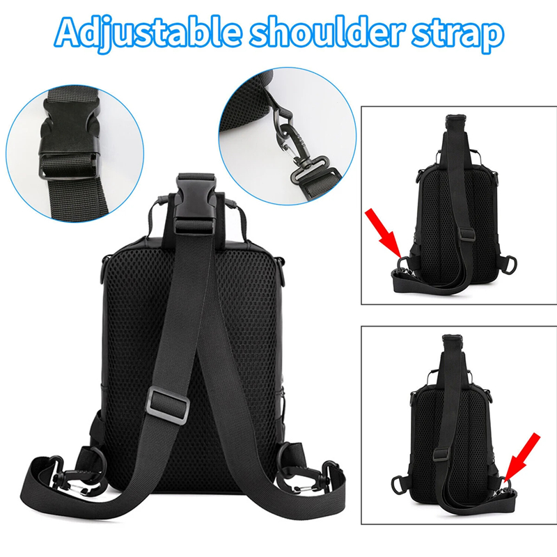 Men's Sling Crossbody Bag Anti-theft Chest Shoulder Messenger Backpack with USB Port for Outdoor Sports Traveling