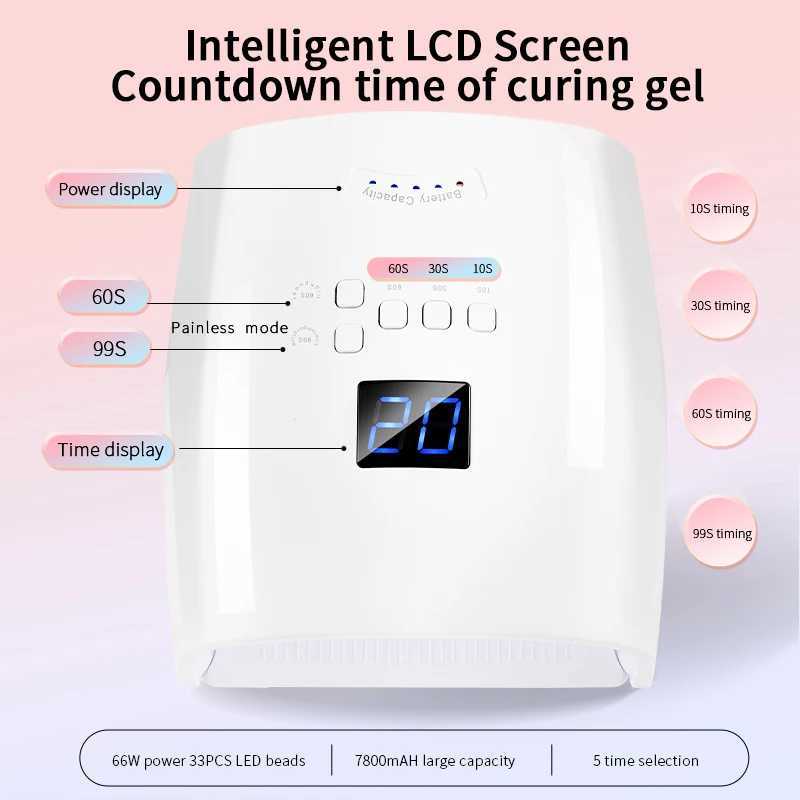 Rechargeable UV LED Lamp for Nails Wireless Gel Polish Nail Dryer Pedicure Manicure Light Cordless LED Nail Lamp For ManicureCL2400806