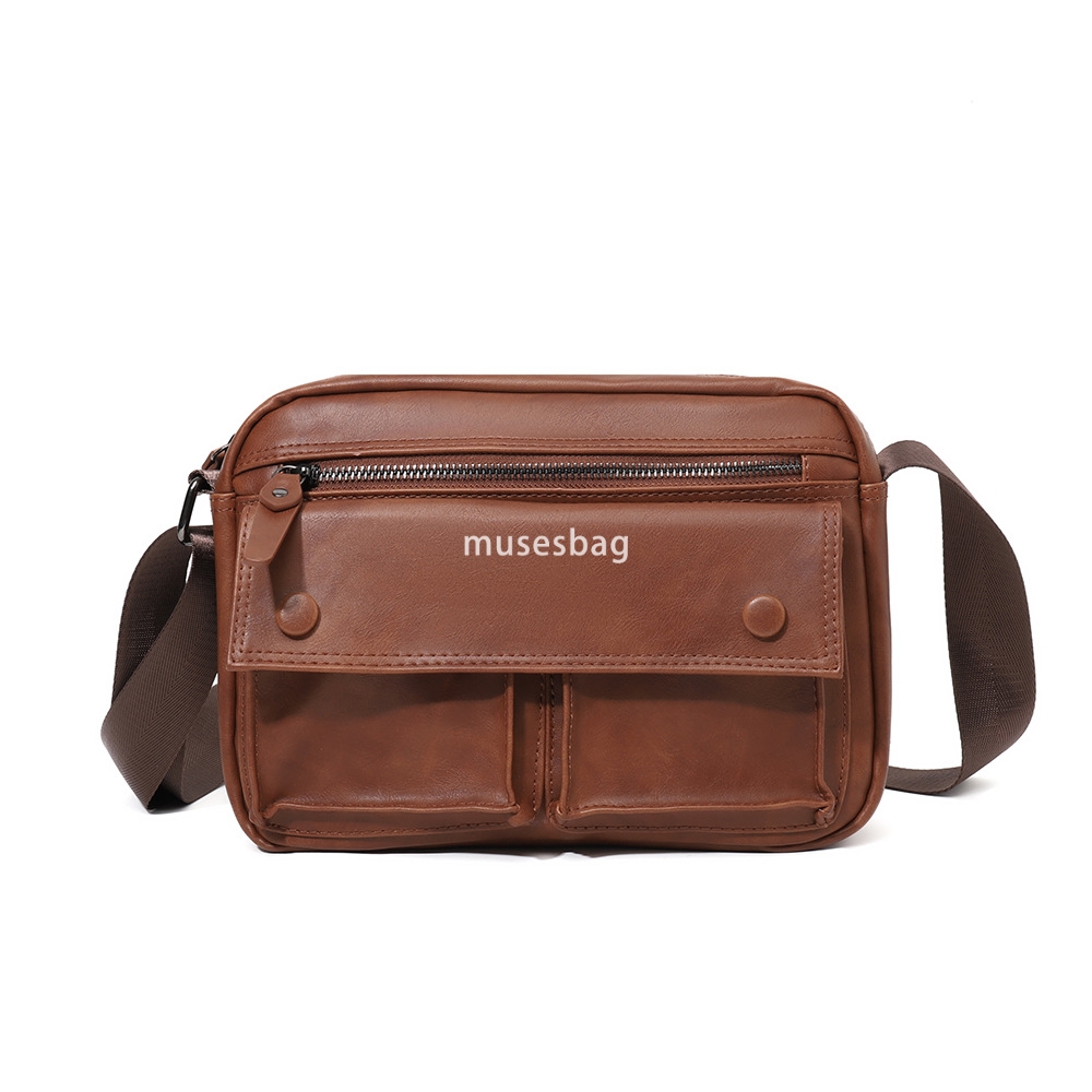 New fashion trend men's high-end minimalist texture crossbody bag with multiple pockets single shoulder bag backpack wholesale