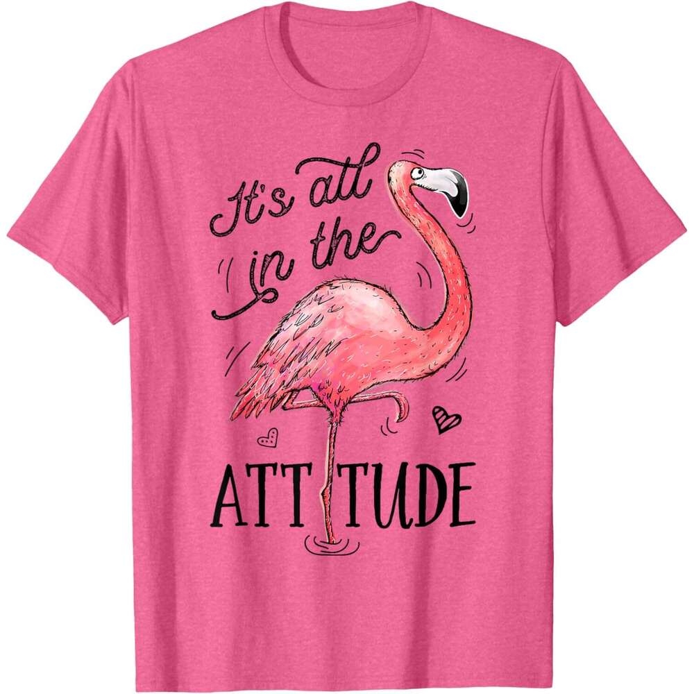 25ss T shirt Mens Flamingo It's All In The Attitude Funny Pink Bird Watercolor T-Shirt shirts tshirt graphic tee Casual tops summer clothes Short