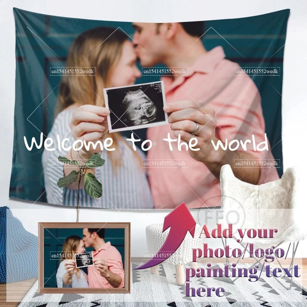 Custom Tapestry Wall Hanging Room Decor Aesthetic Personalized Tapestry Boho Hippie DIY Tapestries Party Backdrop Home Decor 240802
