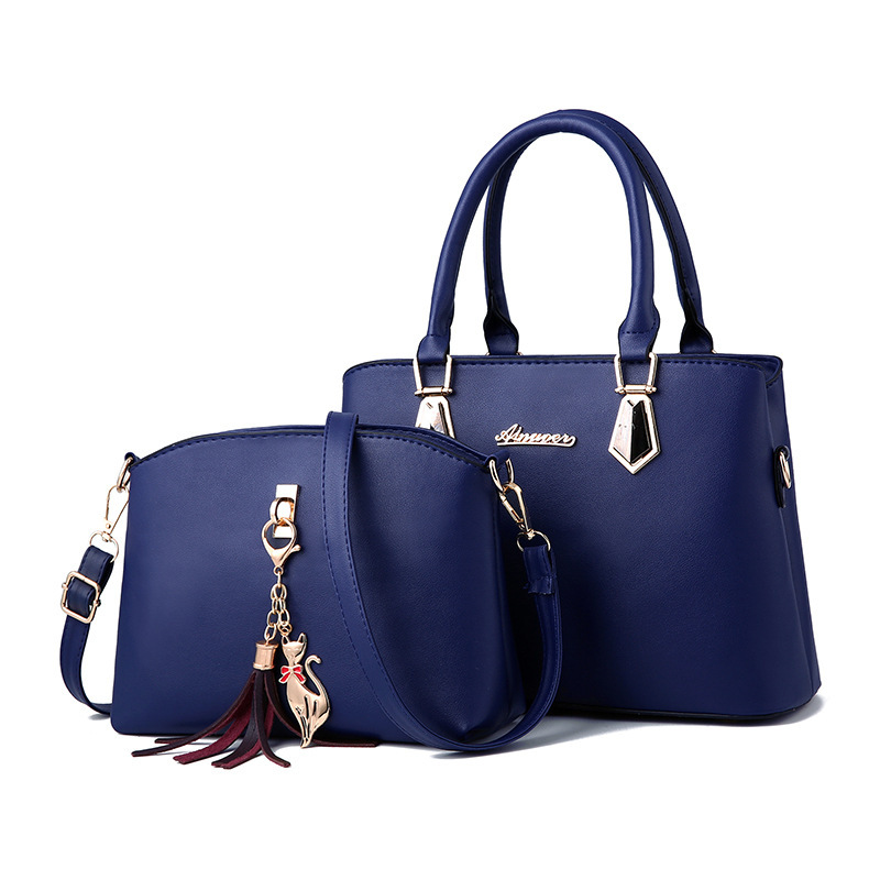 2Pcs PU Leather Handbag Set, Tassel Decor Satchel Purse, Fashion Crossbody Bag For Women