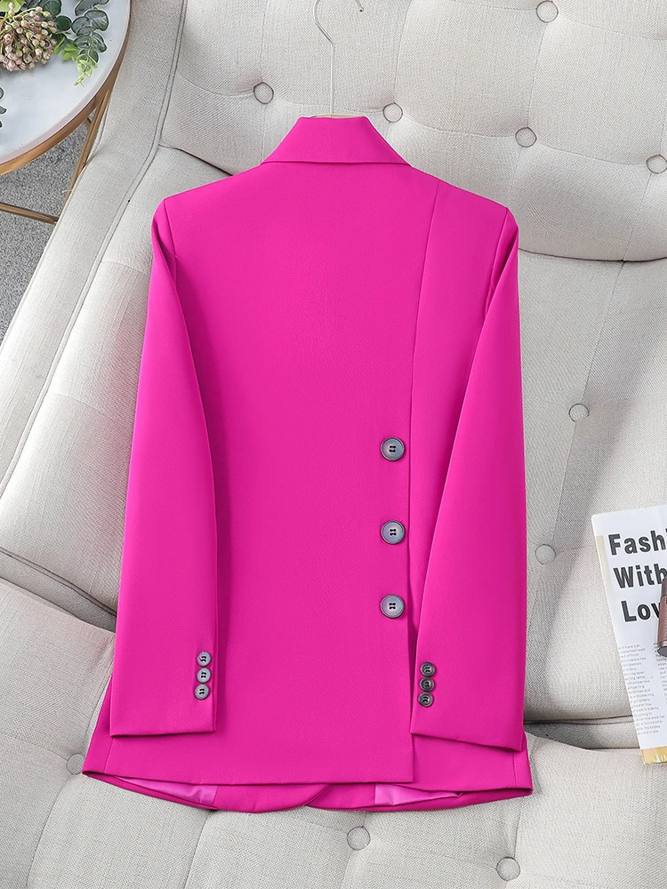 Fashion Women Blazer Pink Black Coffee Female Long Sleeve Solid Autumn Winter Ladies Loose Formal Jacket Coat For Work Wear 240801