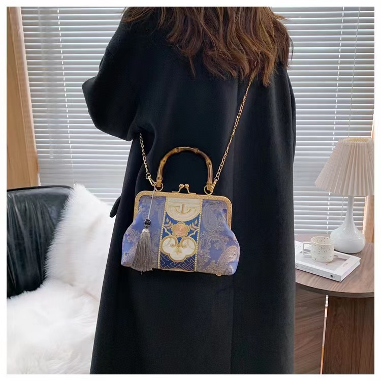 Embroidery Jacquard Bamboo Hand Lock Shell Bags Designer Bag Women Shoulder Crossbody Chain Tote Women's Handbags Purses Bag