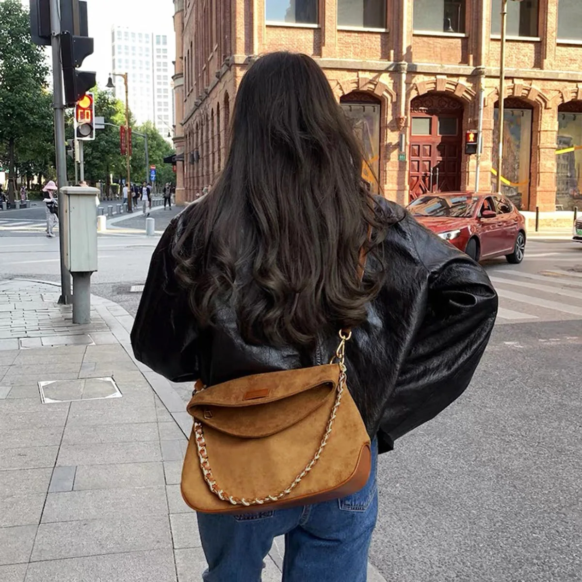 Brand Designer Chain Suede Women's Shoulder Bag Fashion Versatile Crossbody Bag Small Wing Handbag 2023 Trend