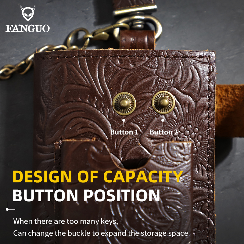 Retro Waist Hanging Car Key Holder Pouch Cow Leather Key Wallet For Male, Organizer Housekeeper Key Cover Case Bag For Women