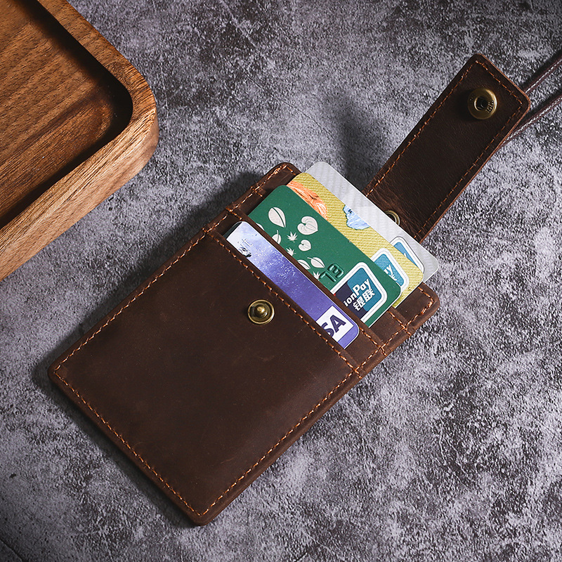 Jeemns Multifunctional Card Holder Genuine Leather Cowhid Business Work Name Card Case Id Badge Lanyard Holder Rope
