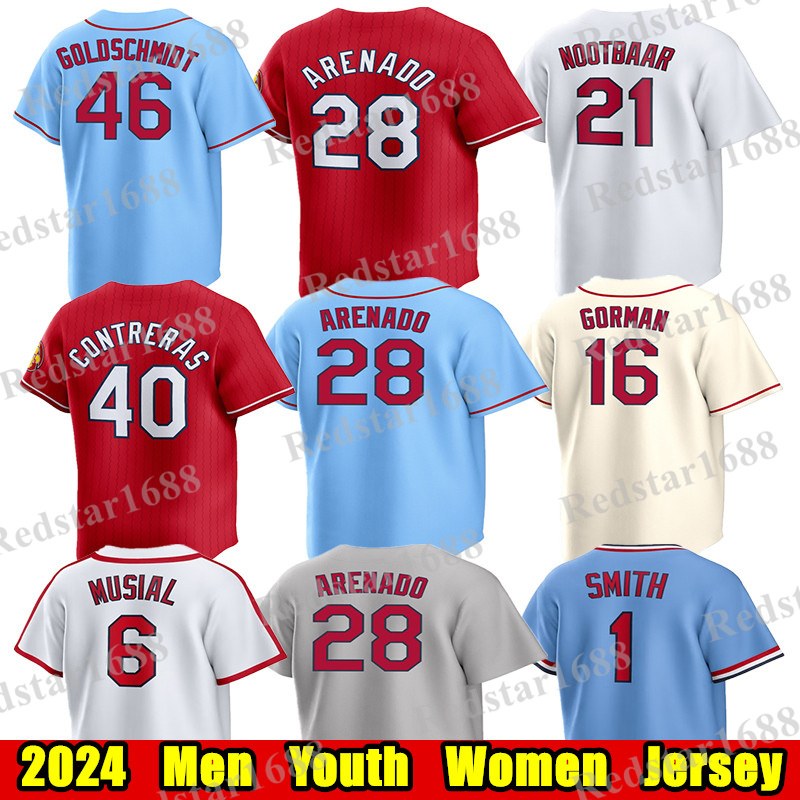 Custom S-4XL 2024 City Connect baseball jersey Nolan Arenado Paul Goldschmidt Yadier Molina Ozzie Smith Willson Contreras Albert Pujols Men Women Youth jerseys