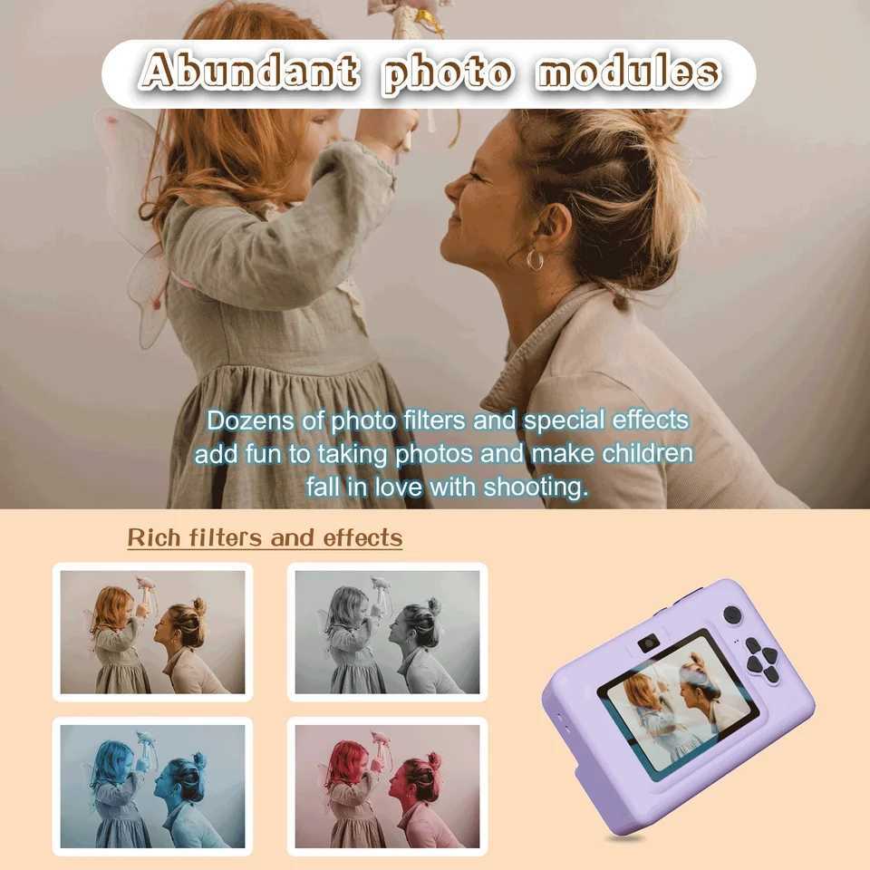 2.8 Inch Large Screen Instant Print Camera HD Digital Video Camera for Kids Outdoor Zero Ink Portable Print Toy Camera Y240801