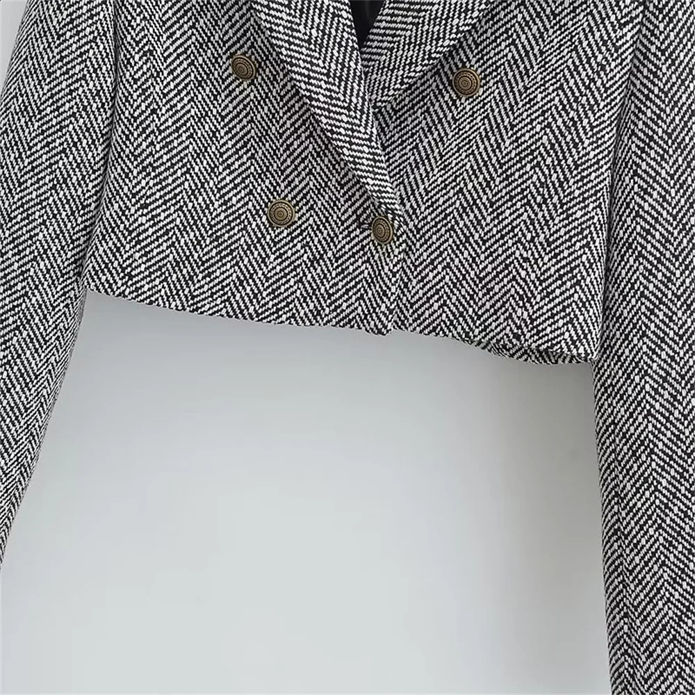 UNIZERA AutumnWinter Womens Fashion Edition Short Herringbone Pattern Wool Set Jacket 240827