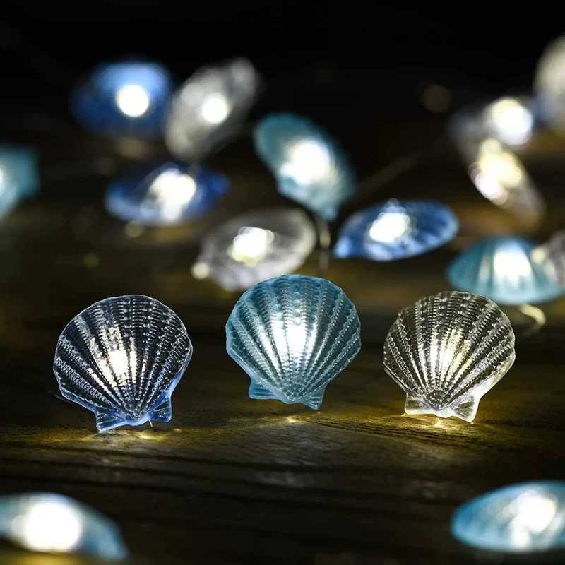 2m 20LED Seashell Starfish String Lights Ocean Theme Party Fairy Light Mermaid Birthday Party Decorations Girl Baby Shower favor Y240801