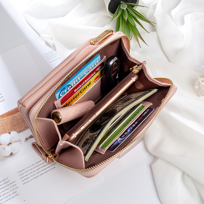 Carrken2023 new ladies mobile phone bag vertical models fashion, simple lychee pattern solid color oblique span multi -function