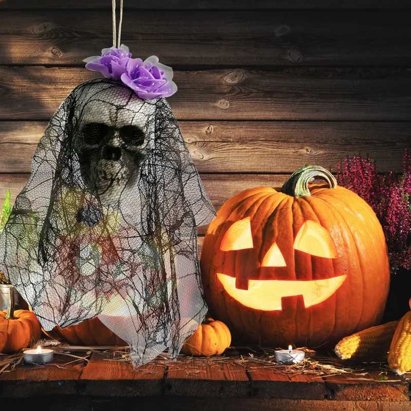 Skull Decor Prop Skeleton Head Plastic 1 1 Model Halloween Style Haunted House Party Home Decoration Game Supplies High Quality Y240801