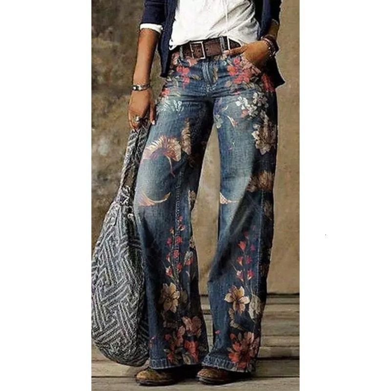 Oversized women's casual thin jeans, wide leg pants, long pants
