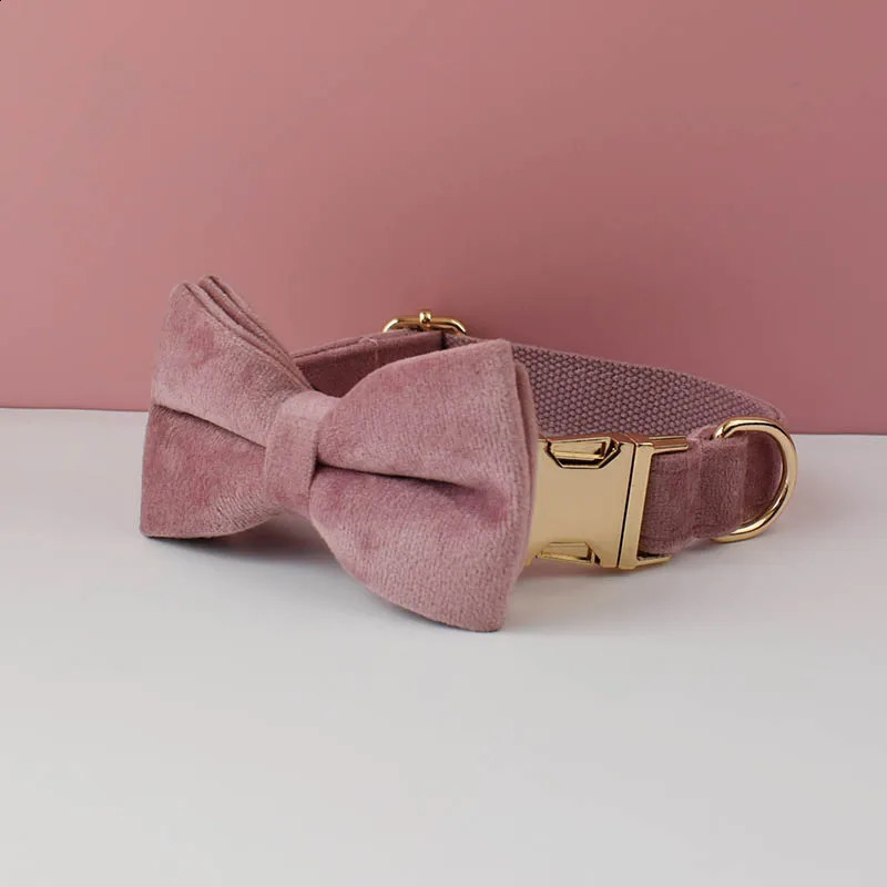Light Purple Velvet Dog Collar And Leash Set For Dogs Custom Engraved Nameplate Pet Supplies Dog Leash Velvet05 240802