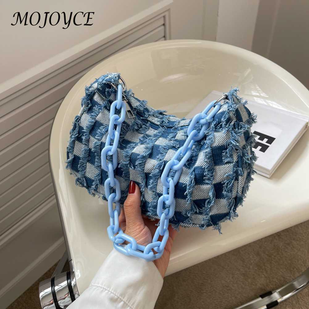 Vintage Denim Underarm Bag Ladies Fashion Simple Generous Single Shoulder Bag Casual And Versatile Daily Travel Tote For Women