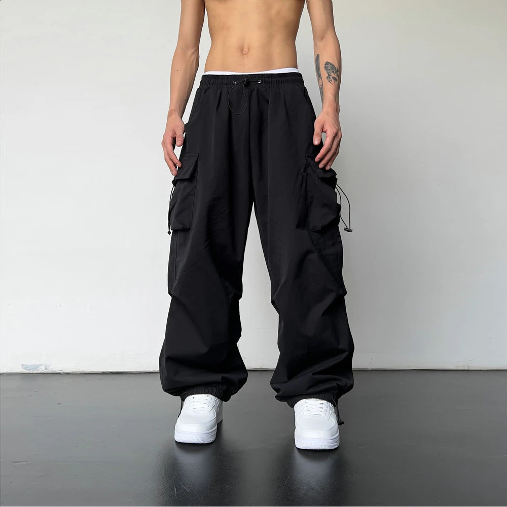 Streetwear Spring Summer Cargo Pants Men Multi-pocket Harajuku Casual Mens Jogger Pants Wide Leg Loose Womens Pants 240822