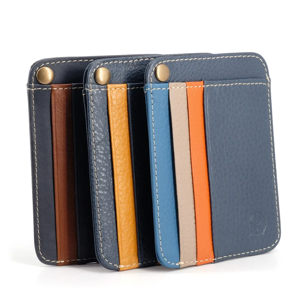 6 Slot Vintage Slim Oil Wax Cowhide Leather Wallet Credit ID Card Holder Purse Money Case for Men Women 2022 Fashion 11x8cm