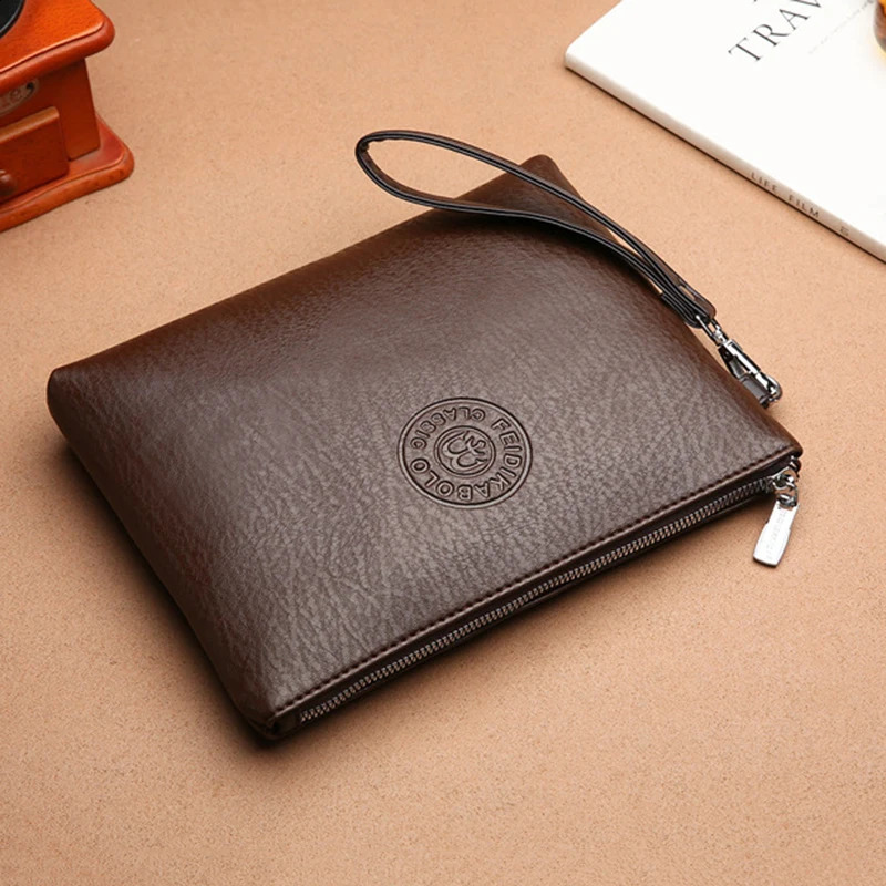 Business Style Mens Clutch Large Wallet Soft PU Leather Male Wristlet Pack Bag Elegant Leisure Stylish Hand Bags Gift Pouch 240802