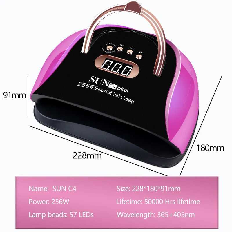 UV LED Nail Lamp 256W Professional Nail Dryer Gel Polish Light with 57 LEDs Portable Large Space UV Led Nail Light for Salon Use Y240801