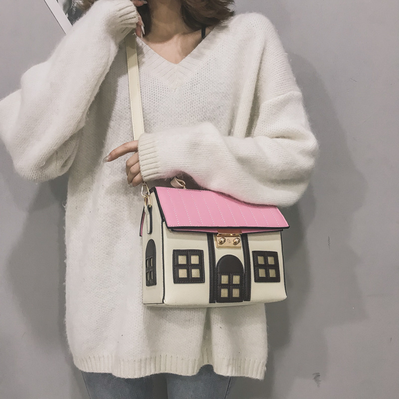 Weysfor Fashion Cute House Design Pu Leather Crossbody Bag for Women Purses Handbags Shoulder Bag Female Tote Bag Designer Bag