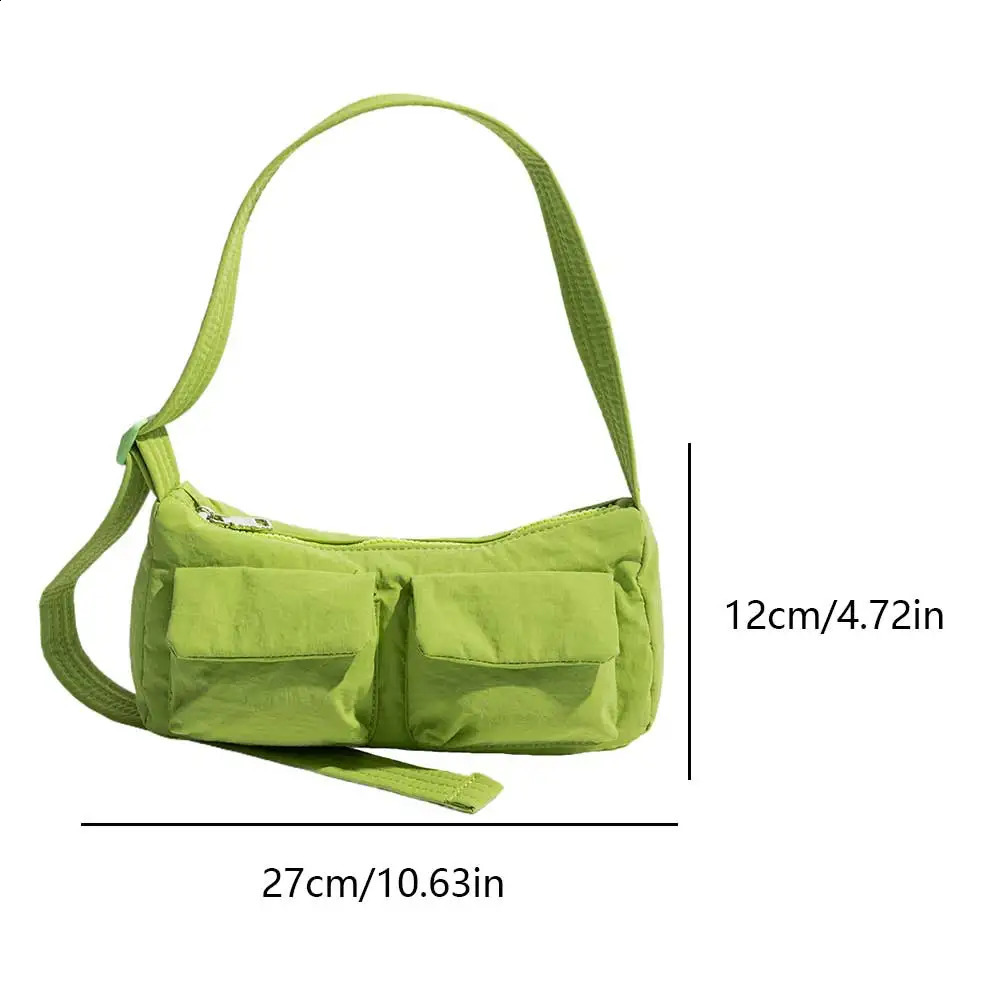 Women Fashion Shoulder Bag Solid Color Simple Messenger Bag Large Capacity Nylon Crossbody Bag Zipper Closure for Party Vacation 240802