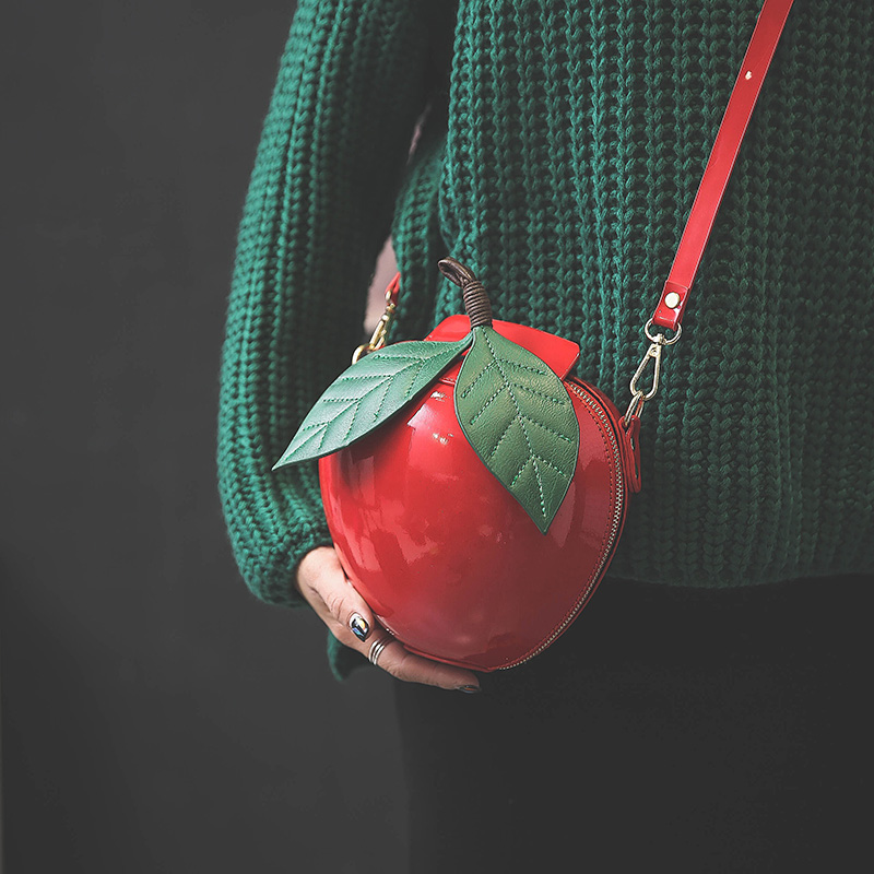 Free shipping Apple Shaped Bag Cute Funny Women Evening Bag Party Wedding Clutch Purses Chain Shoulder Bag for birthday gift