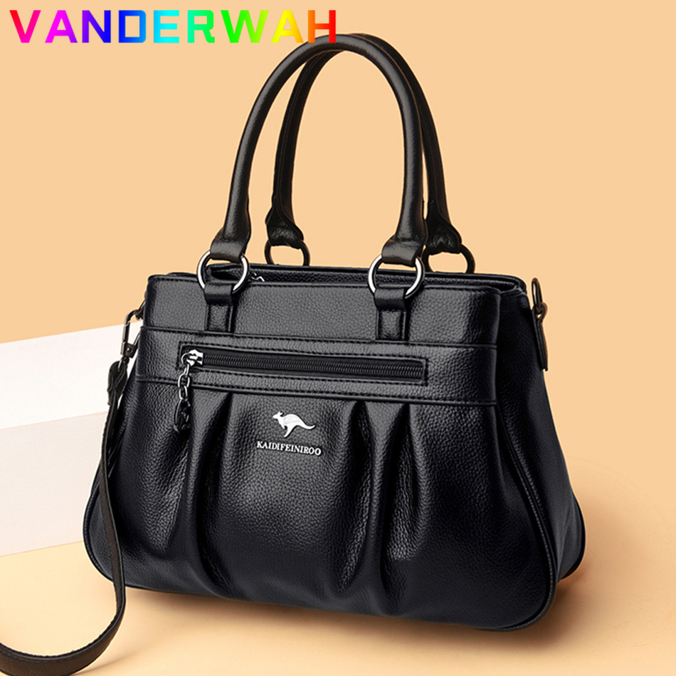 Women's High Quality Soft Leather Top-Handle Bags for Women Female Shoulder Crossbody Sac Luxury Designe Ladies 3 Layers Handbag