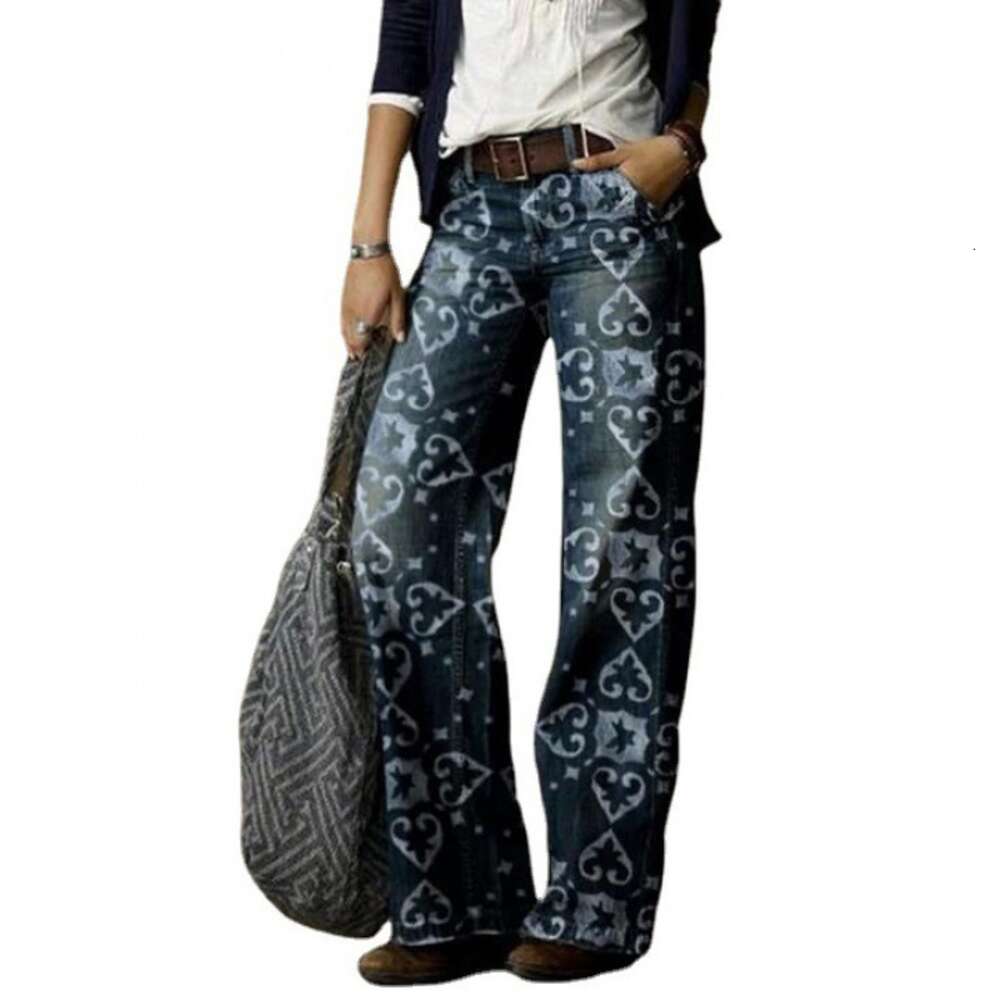 Oversized women's casual thin jeans, wide leg pants, long pants