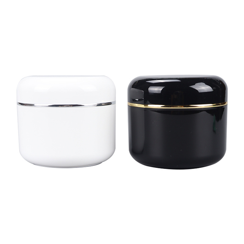 Cosmetic Glass Bottle Jar 50g 100g Container Jars Packing Bottles Eye Face Hand Body Cream Bottle With Black and White Lid